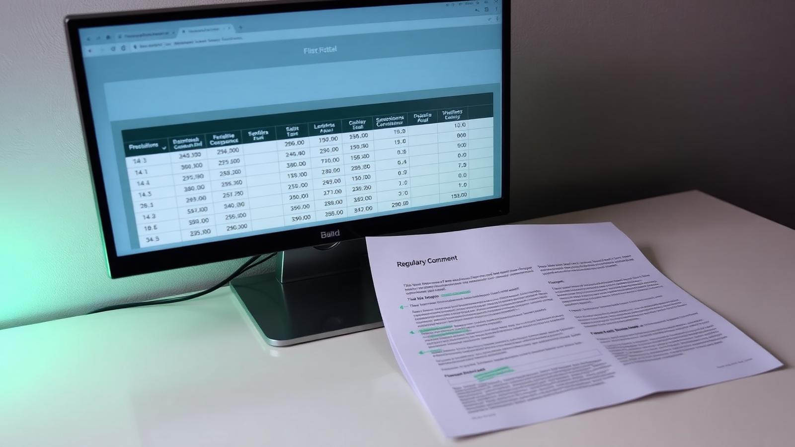 Industry hero · a block explorer and a printed comment letter